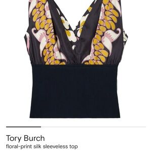 Tory Burch Black and Pink Floral Silk Tank Top size 0